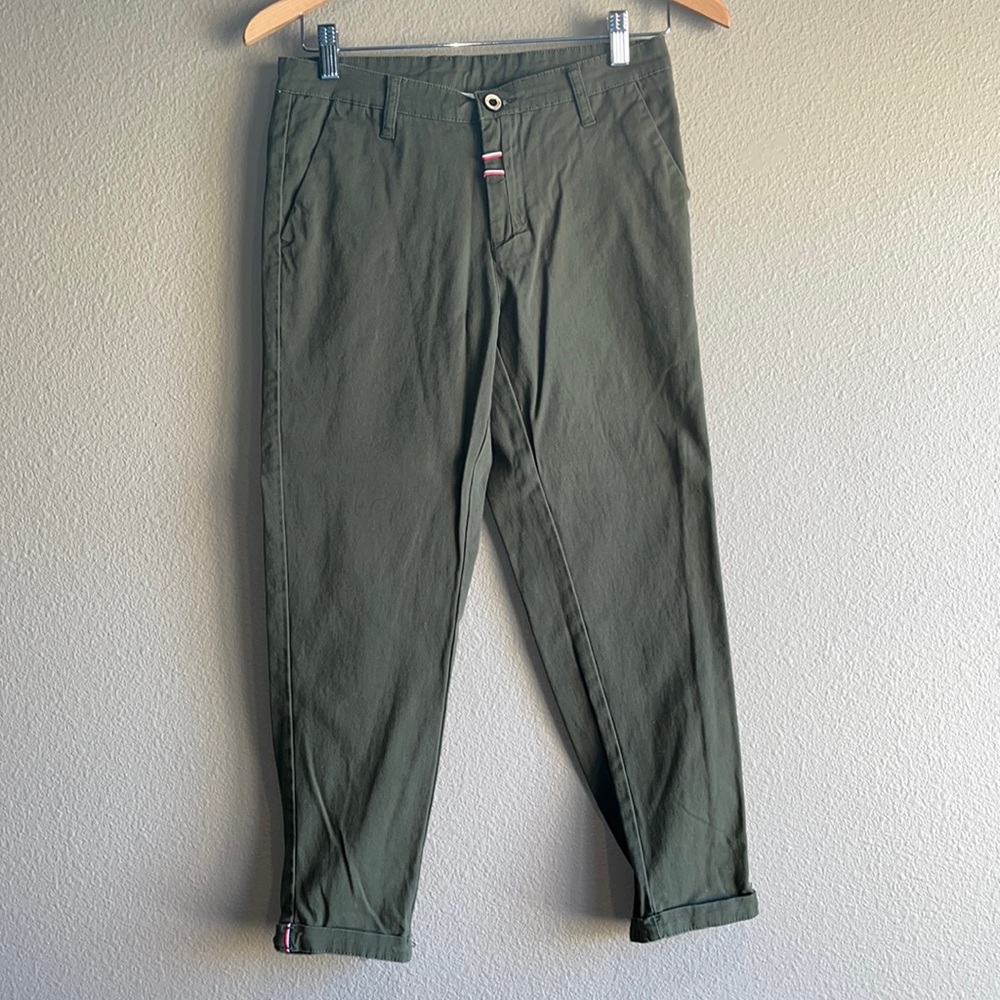 Olive Cuffed Skinny Trousers
